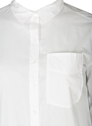 Lang bomullsskjorte med lomme på brystet, Bright White, Packshot image number 2