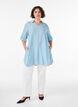 Linen and viscose tunic with A-shape, Light Blue, Model image number 1