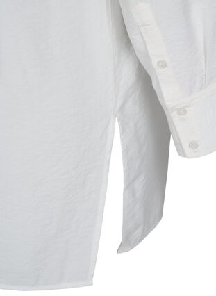 Lang viskoseskjorte med lommer og splitt, White, Packshot image number 3