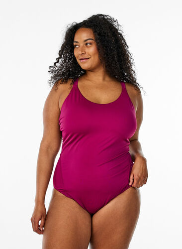 Zizzi Badedrakt med ryggdetalj, Rød, Model image number 0