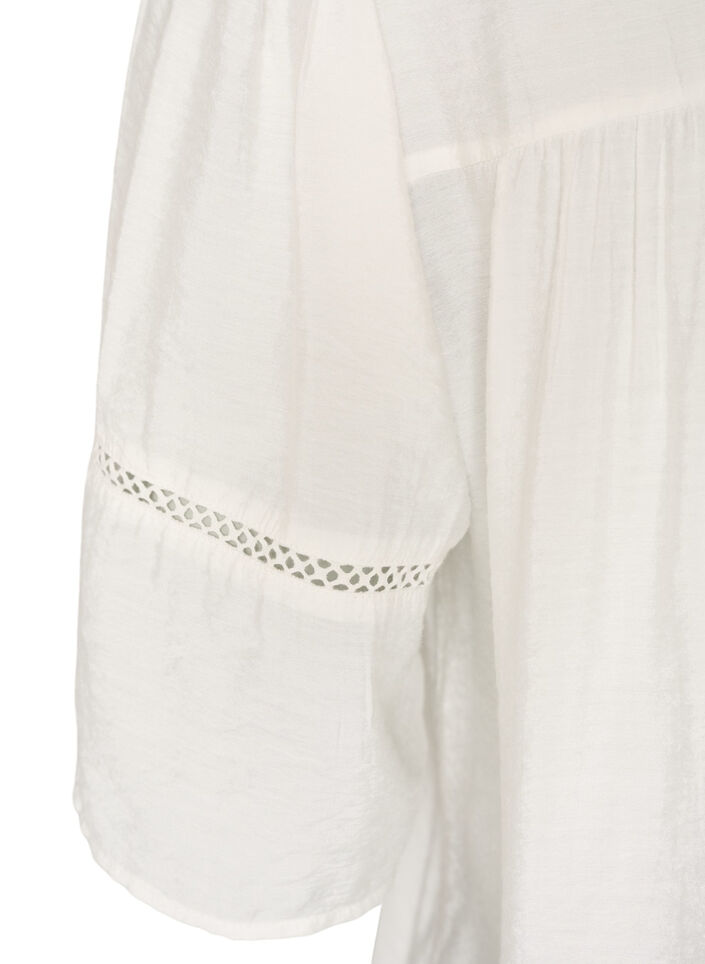 Viskosebluse med legg og ballongeffekt, Vanilje, Packshot image number 3