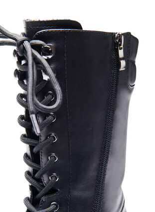 Wide fit skinnstøvler med glidelås og snøre, Black, Packshot image number 3