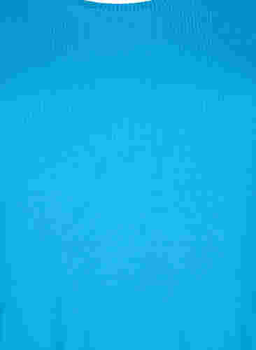 Midikjole i viskose med ribbet materiale og korte ermer, Ibiza Blue, Packshot image number 2
