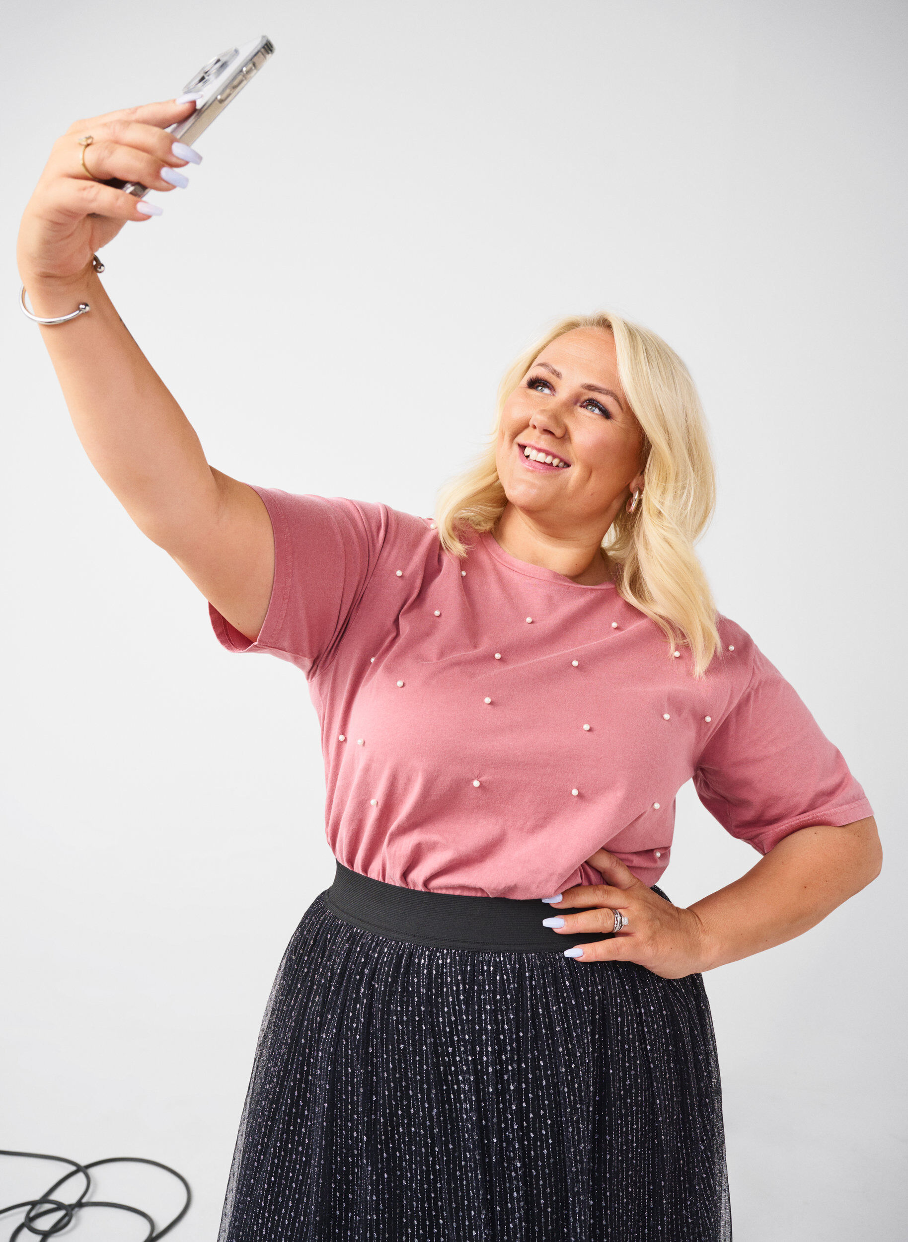 Zizzi T-skjorte med perler, Heather Rose Washed, Image image number 0