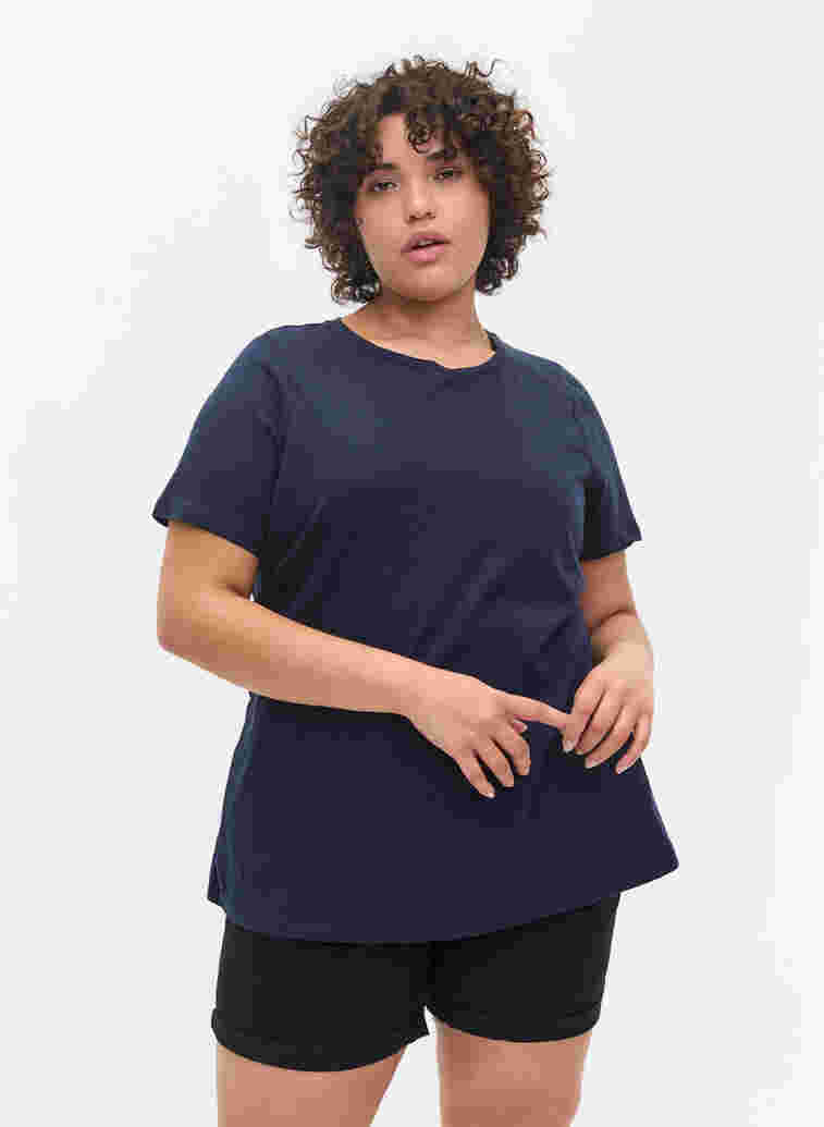 2 stk. kortermet T-skjorter i bomull, Navy B/Reseda, Model