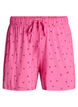 Pyjamashorts i viskosejersey med et heldekkende trykk, Rosa, Packshot image number 0