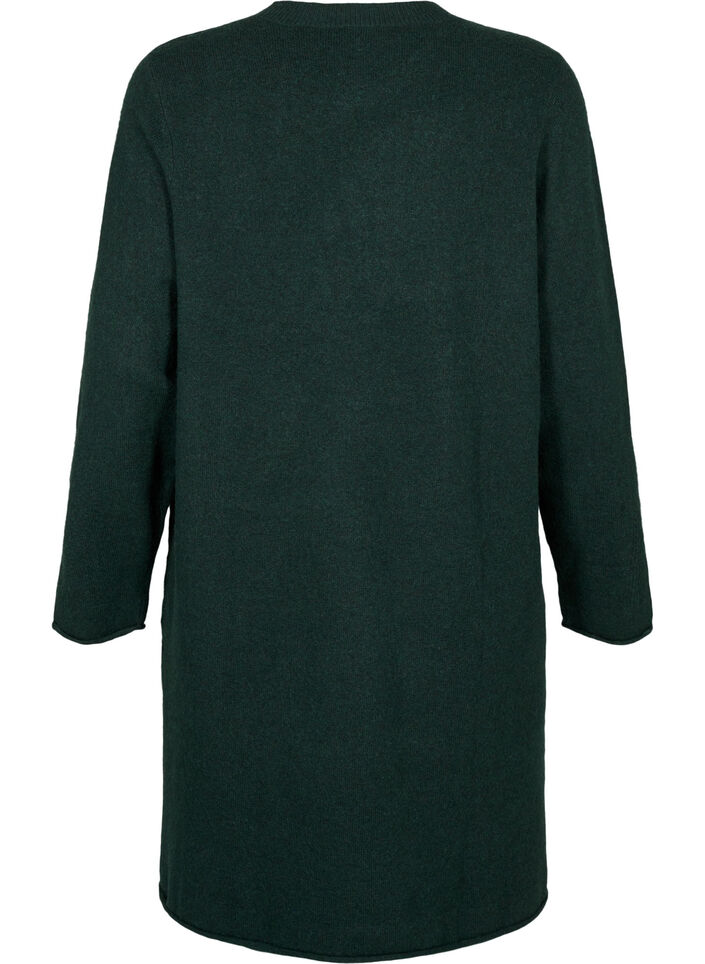 Strikket kjole med rund hals og splitt, Scarab Mel., Packshot image number 1