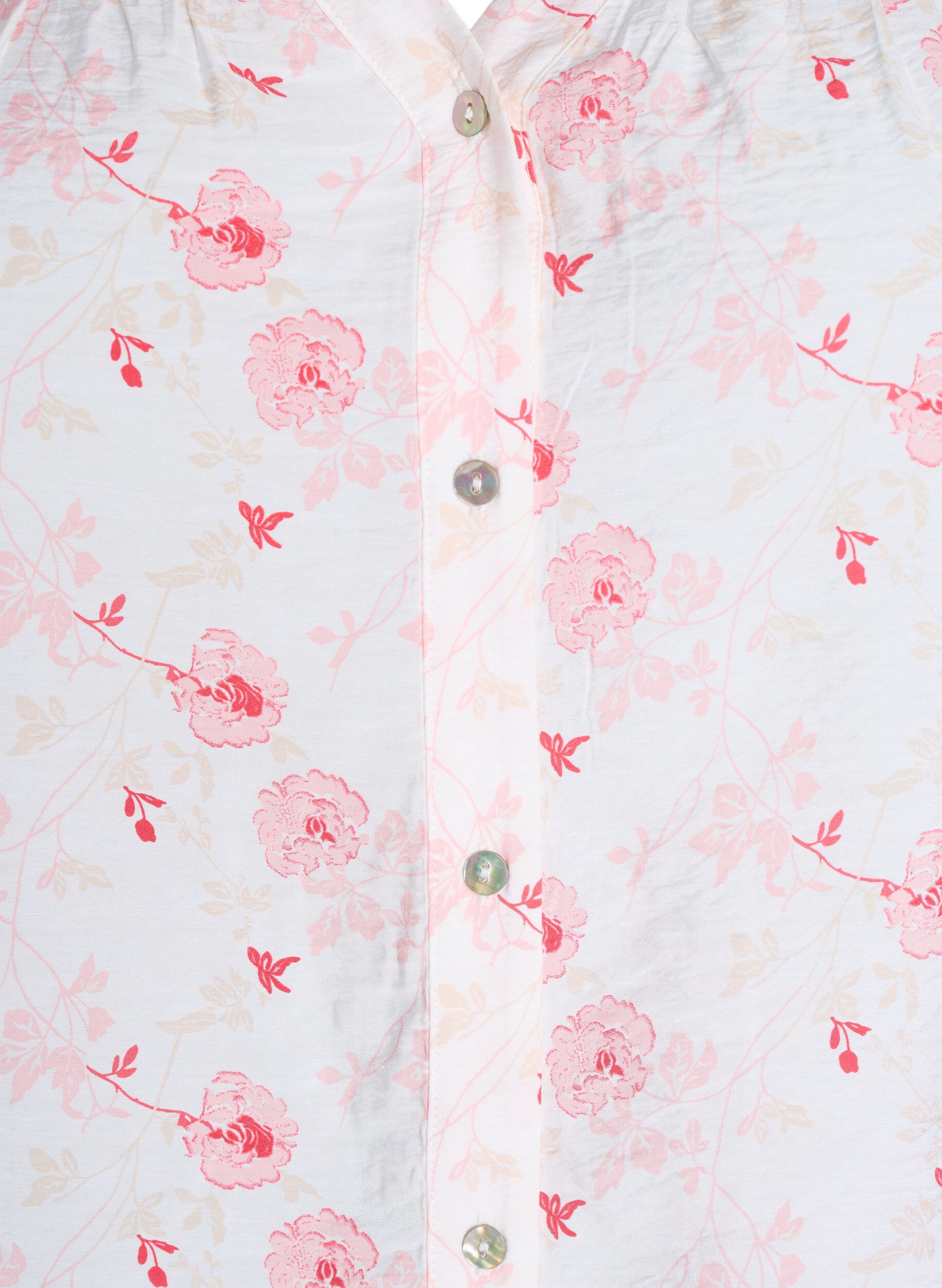 Zizzi Skjortebluse med korte ermer og blomstertrykk, Rosa, Packshot image number 2