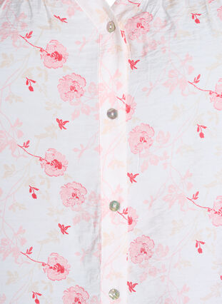 Zizzi Skjortebluse med korte ermer og blomstertrykk, Rosa, Packshot image number 2