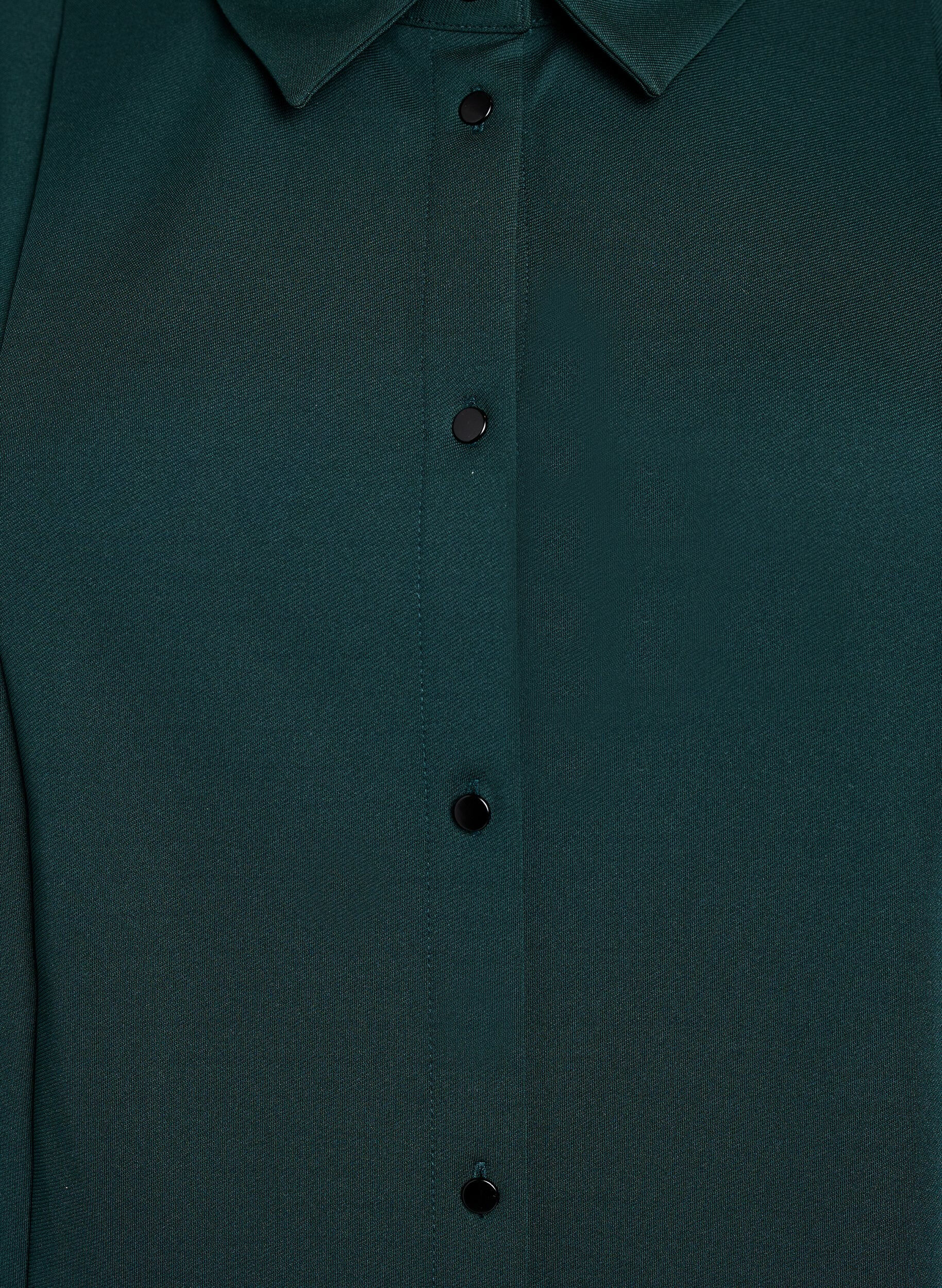 Zizzi Kort skjortekjole med 3/4 ermer, Gr&oslash;nn, Packshot image number 2