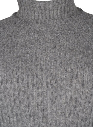 Zizzi Lang strikket kjole med høy hals, Medium Grey Mel., Packshot image number 2