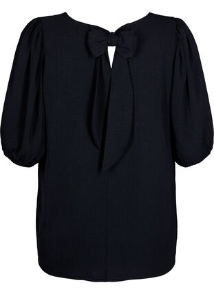 Zizzi Kortermet bluse med sløyfe bak på ryggen, Black, Packshot image number 1