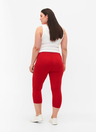 Zizzi Basis 3/4 leggings i viskose, Rød, Model image number 2