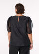 Festbluse i organza-uttrykk med prikker, Svart, Model image number 2