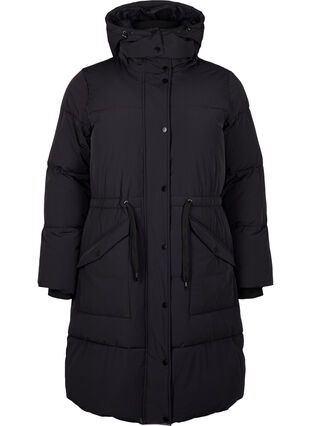 Zizzi Pufferjakke med justerbar midje, Svart, Packshot image number 0