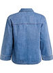 Loose fit denim bluse med krage og V-hals, Blå, Packshot image number 1