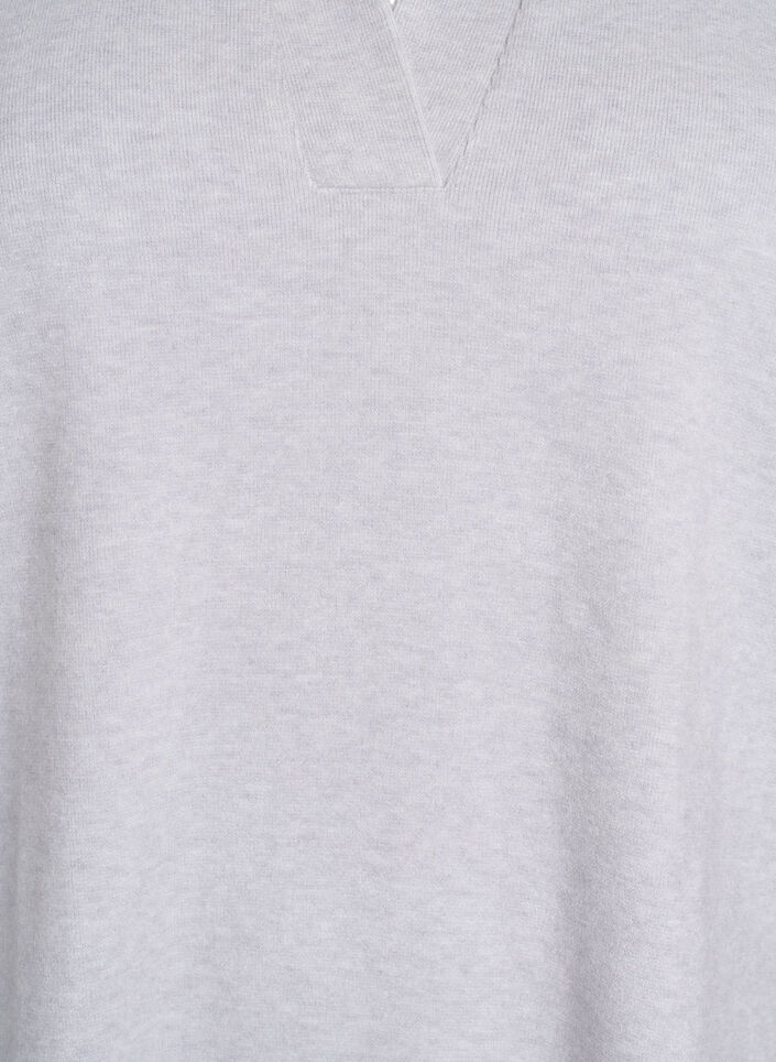 Jerseybluse med krage og korte ermer, Grå, Packshot image number 2