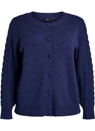 Cardigan med kabelstrikkede ermer, Navy Blazer