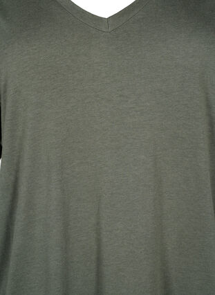 Ensfarget oversized T-skjorte med V-hals, Thyme, Packshot image number 2
