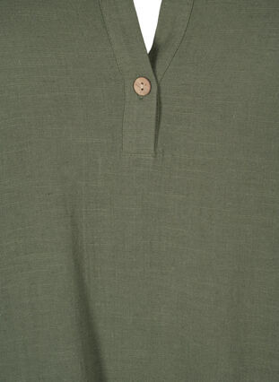 3/4-ermet tunika i bomullsblanding med lin, Thyme, Packshot image number 2