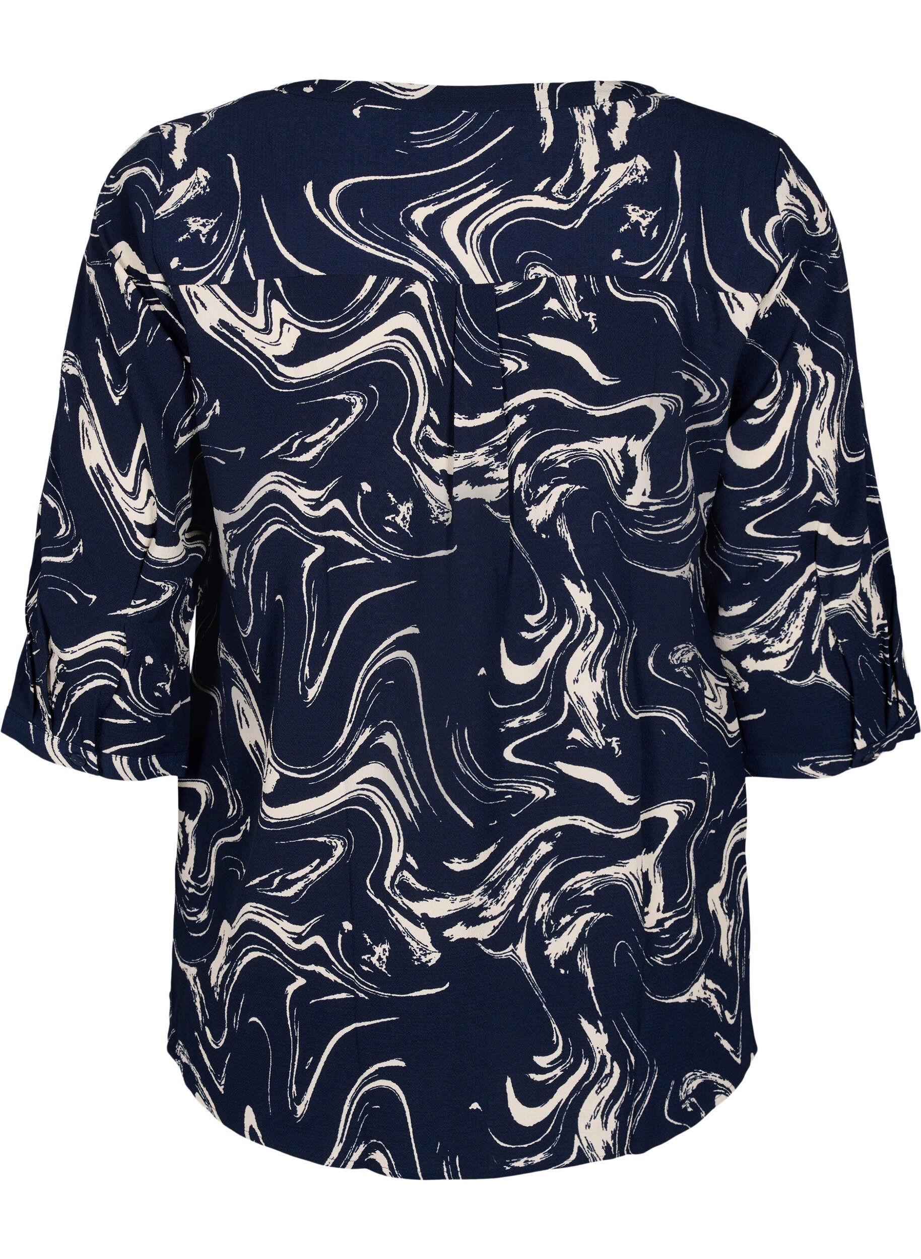 Zizzi Bluse med trykk og 3/4-ermer, N. Blazer Swirl AOP, Packshot image number 1