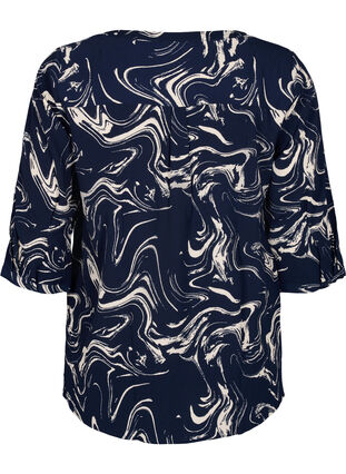 Zizzi Bluse med trykk og 3/4-ermer, N. Blazer Swirl AOP, Packshot image number 1