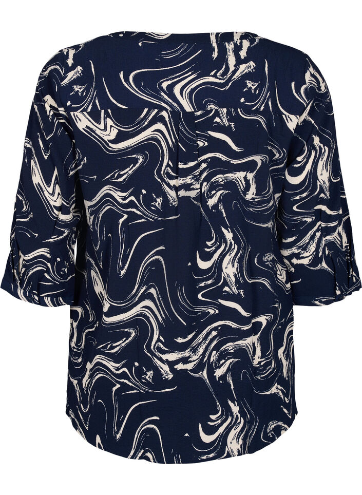 Bluse med trykk og 3/4-ermer, N. Blazer Swirl AOP, Packshot image number 1