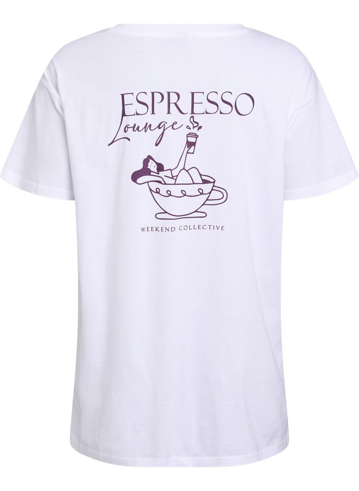 Lang natt- T-skjorte i økologisk bomull med trykk, Hvit, Packshot image number 1