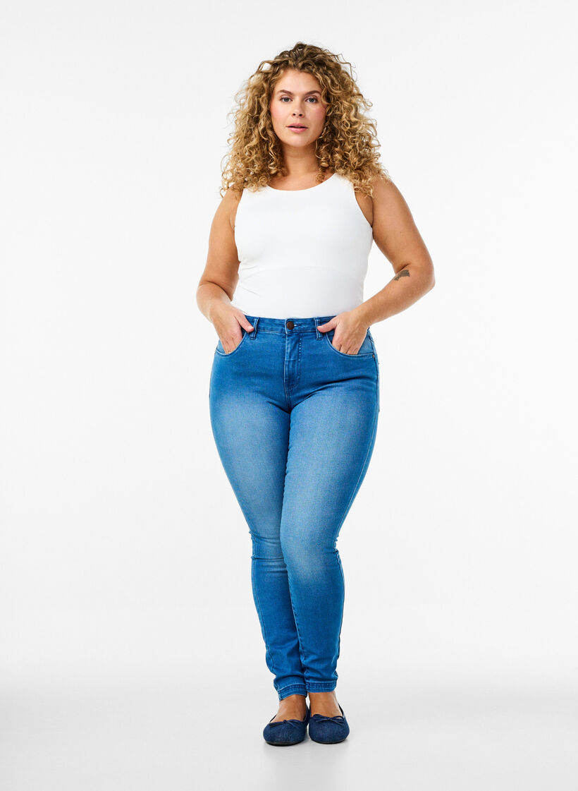 Super slim Amy jeans med h&oslash;yt liv, Light blue, Model image number 0