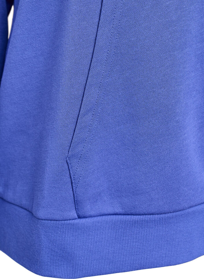 Hettegenser med brodert motiv foran, Bl&aring;, Packshot image number 3