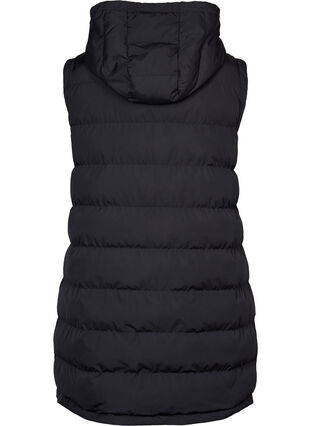Lang vest med hette og knappelukking, Black, Packshot image number 1