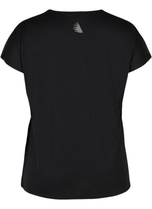Kortermet T-skjorte til trening med mønstrete detaljer, Black, Packshot image number 1