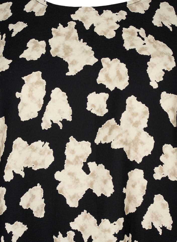 Langermet kjole med trykk og sløyfer, Svart, Packshot image number 2