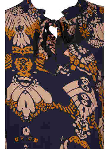 Mønstrete midikjole i viskose med volanger ved kragen, Night Sky Art AOP, Packshot image number 2