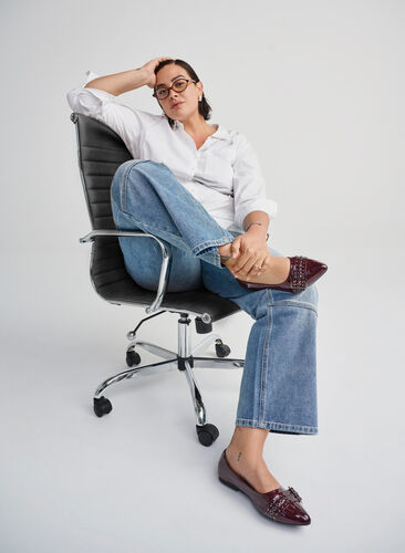 Zizzi Wide fit - Ballerina med stropp og studs, Brun, Image image number 0