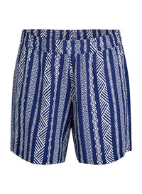 Stripete shorts i en blanding av lin og viskose, Blå Stripete shorts i en blanding av lin og viskose