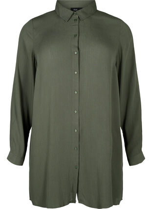 Lang skjorte i viskose med lange ermer, Thyme, Packshot image number 0