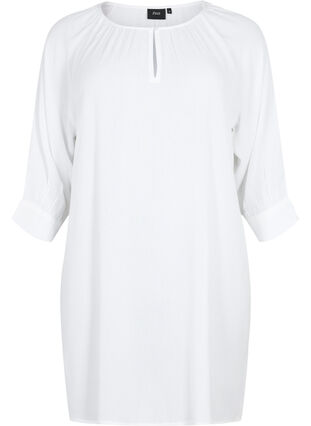 Tunika i viskose med 3/4-ermer, Bright White, Packshot image number 0