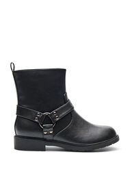 Wide fit - Kort bikerstøvel, Black