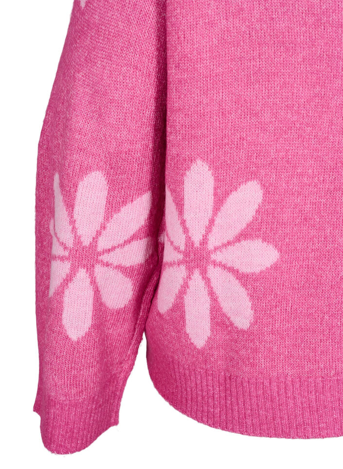 Strikket bluse med blomster, Raspberry Rose Comb, Packshot image number 3