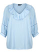 Bluse med 3/4-ermer og blonder, Chambray Blue, Packshot image number 0