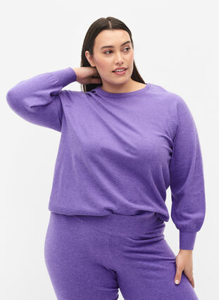 Melert strikkegenser, Purple Opulence Mel, Model image number 0