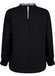 Langermet bluse med blonder, Black, Packshot image number 1