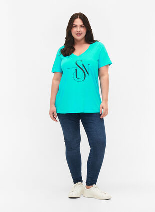 T-skjorte i bomull med trykk, Turquoise SUN, Model image number 2