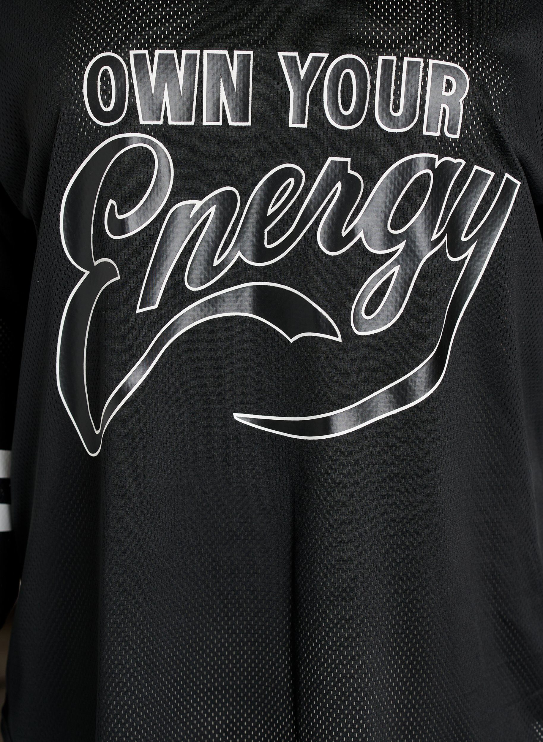 ZizziSporty nettingtopp med teksttrykk, Svart, Packshot image number 2