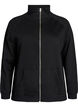 Sweat cardigan med h&oslash;y krage og glidel&aring;s, Svart, Packshot image number 0