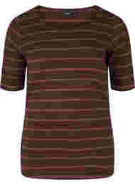 Stripete T-skjorte i bomull med ribbet struktur, Mole Stripe