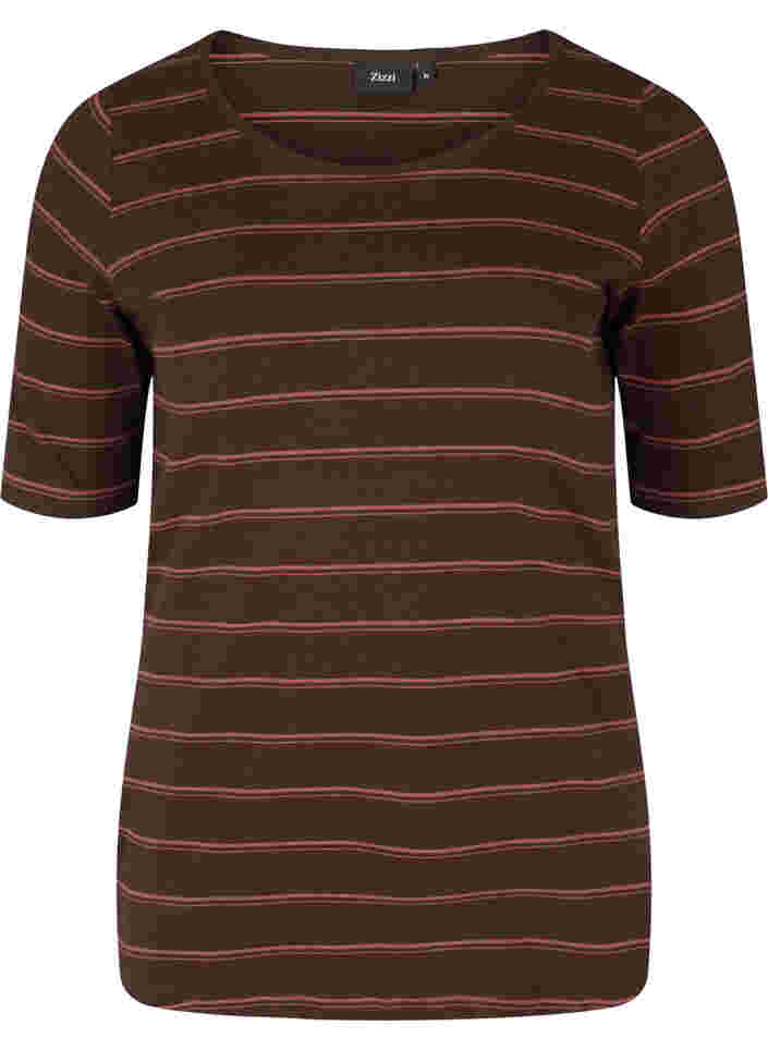 Stripete T-skjorte i bomull med ribbet struktur, Mole Stripe, Packshot image number 0