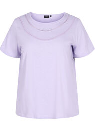 T-skjorte av bomull med blondekant, Lavender
