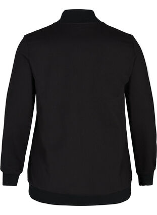 Høyhalset sweatshirt med glidelås, Black w. Burlwood, Packshot image number 1